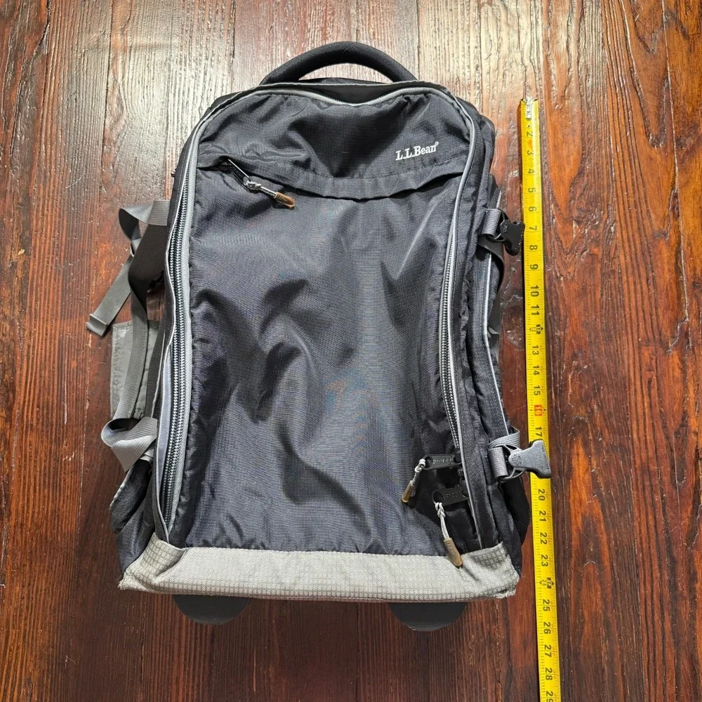 LL Bean Luggage Rolling Duffle Bag Wheeled Adventure Travel Black Gray